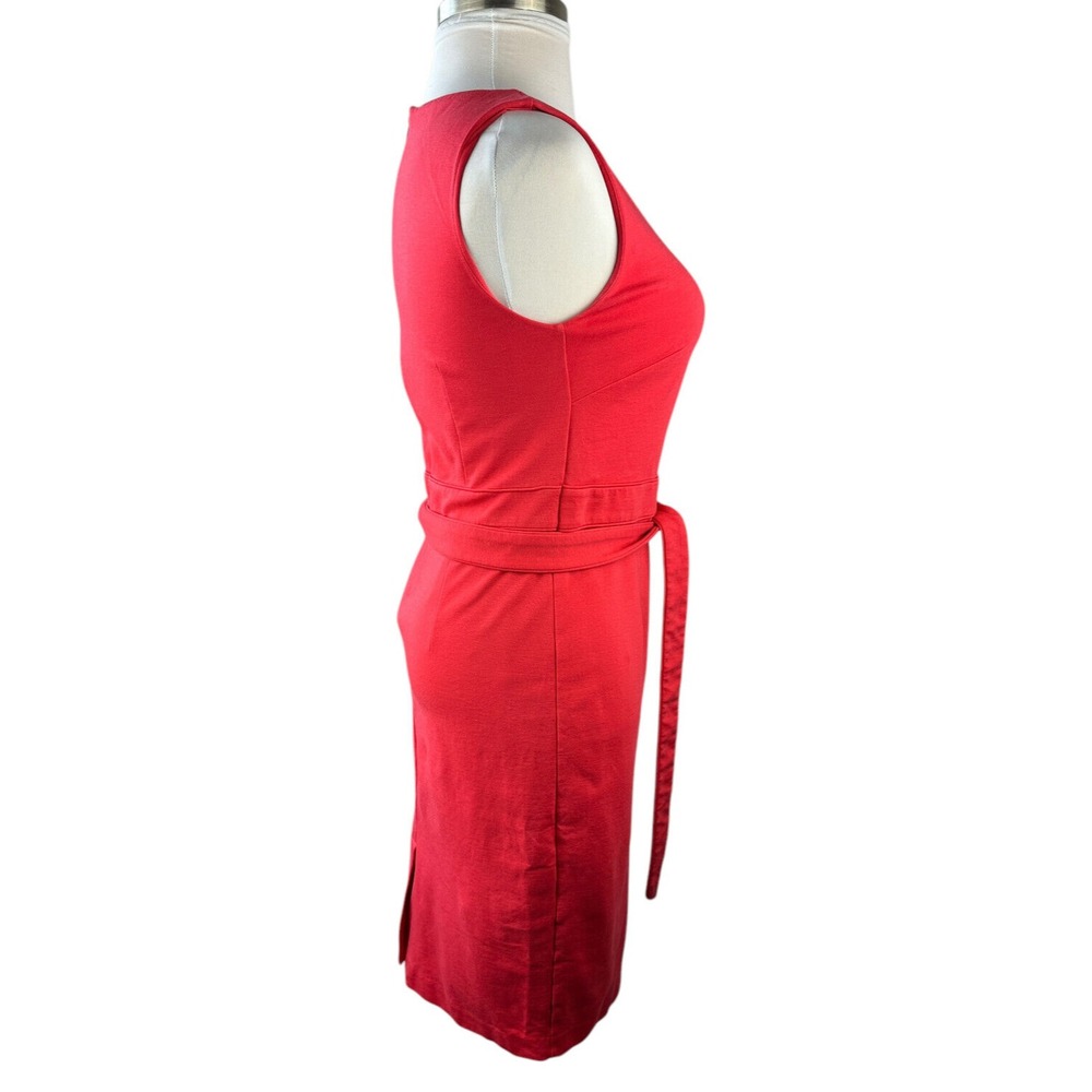 Boden Zeta Ponte Dress W/Tie Belt Pop Peony Red Shift Sheath Sleeveless Size 10 - Picture 8 of 16